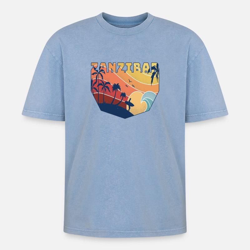 Surfer Design / Geschenk - Oversized Unisex Premium Acid-Washed T-Shirt - Blau Acid Wash