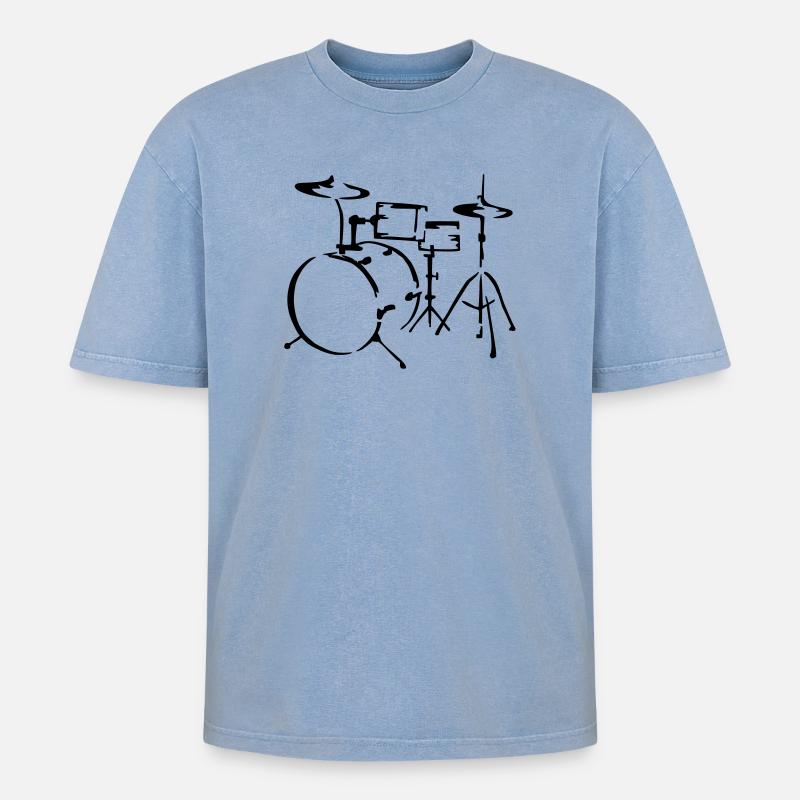 drum - Oversized Unisex Premium Acid-Washed T-Shirt - acid washed blue