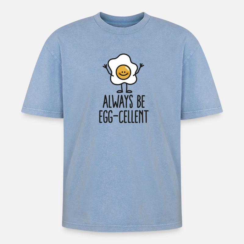 Always be egg-cellent - Oversized Unisex Premium Acid-Washed T-Shirt - Blau Acid Wash