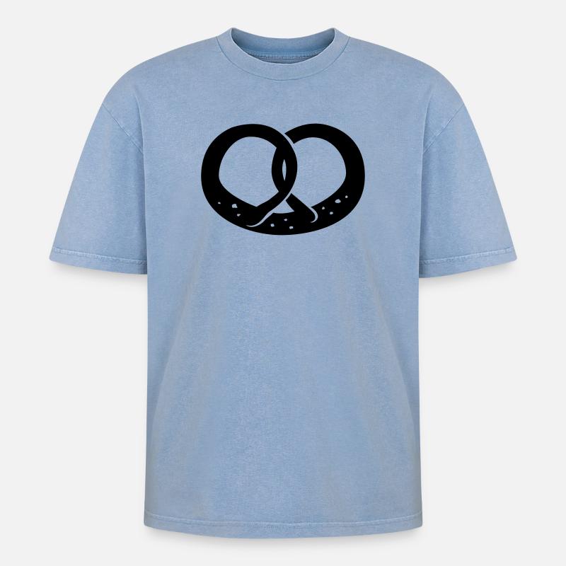 Brezel, Brezn, - Oversized Unisex Premium Acid-Washed T-Shirt - Blau Acid Wash
