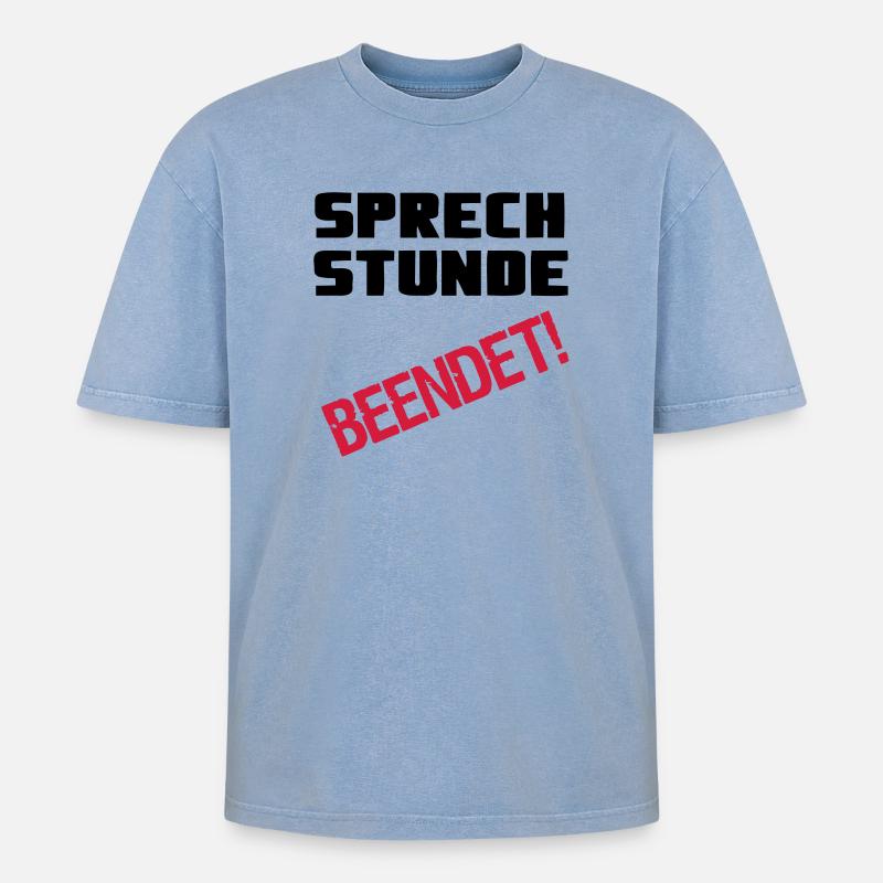 Sprechstunde beendet Medizin Spruch Geschenk - Oversized Unisex Premium Acid-Washed T-Shirt - Blau Acid Wash