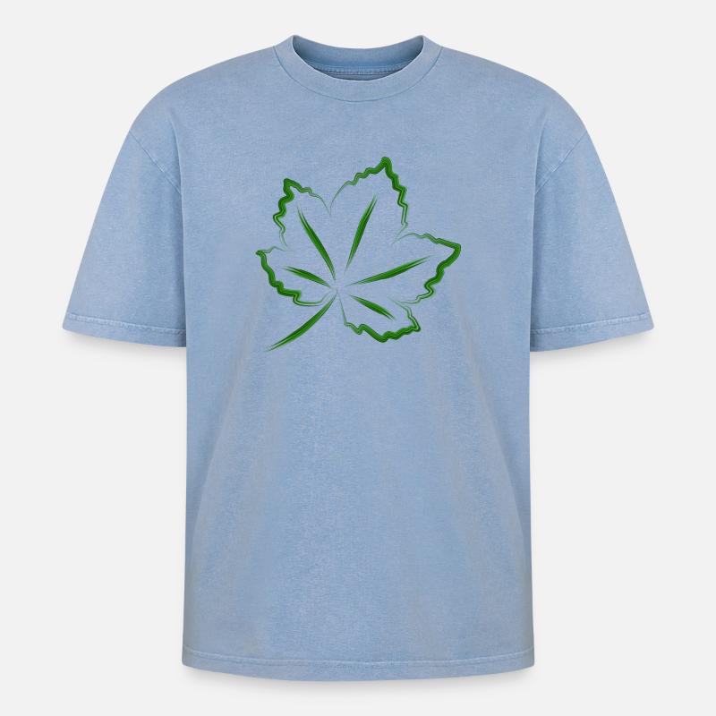 Dekoratives Blatt - Oversized Unisex Premium Acid-Washed T-Shirt - Blau Acid Wash