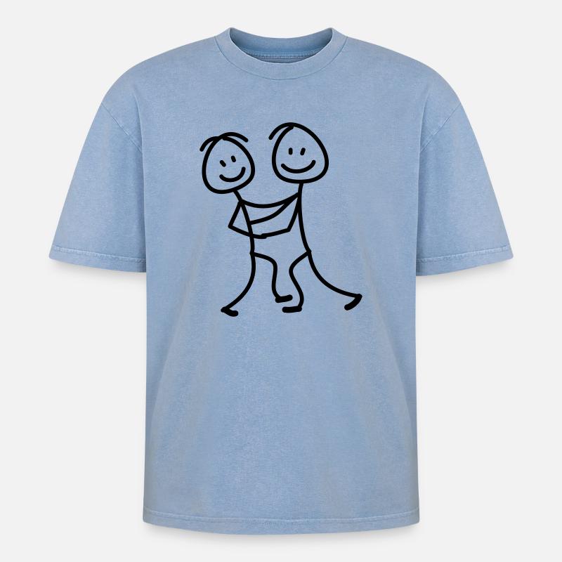 tanzen - Oversized Unisex Premium Acid-Washed T-Shirt - Blau Acid Wash