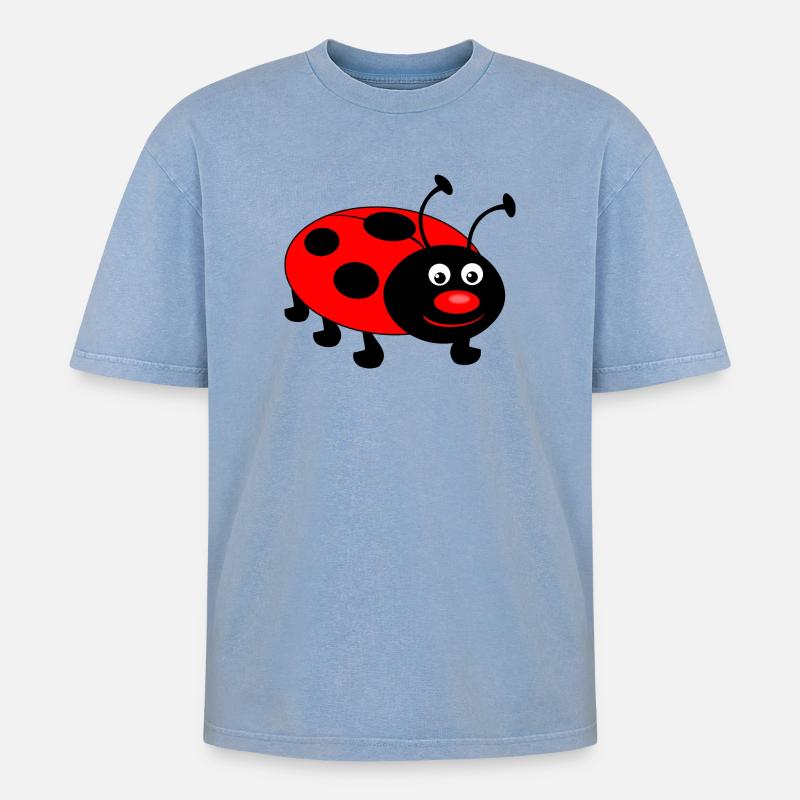 ladybug - Oversized Unisex Premium Acid-Washed T-Shirt - acid washed blue