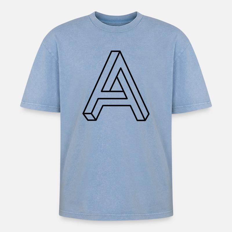 Impossible Shape – Optical Illusion Design - Oversized Unisex Premium Acid-Washed T-Shirt - acid washed blue