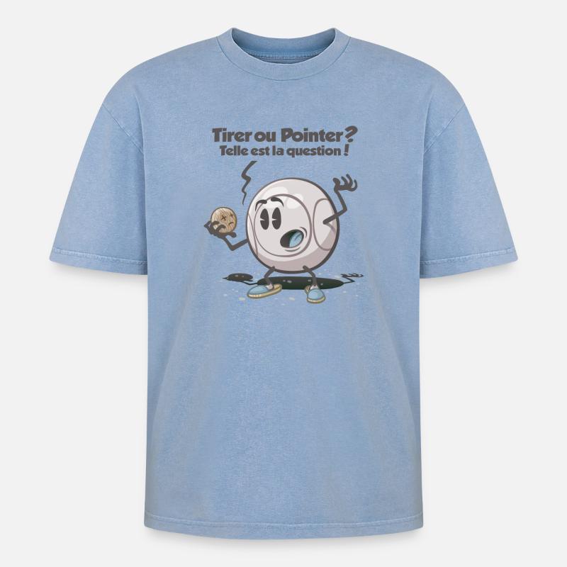 Tirer ou pointer - Oversized Unisex Premium Acid-Washed T-Shirt - Blau Acid Wash