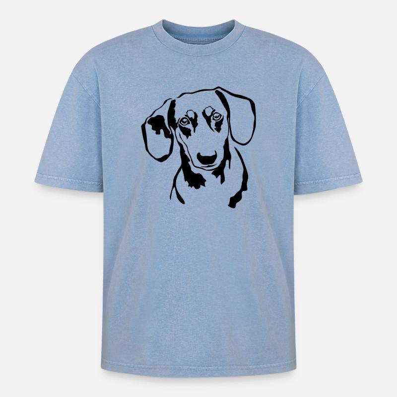 Dachshund head - Oversized Unisex Premium Acid-Washed T-Shirt - acid washed blue