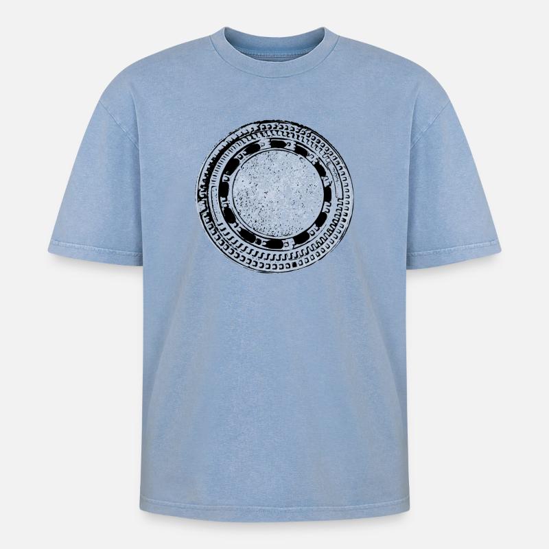 Dekor Gully Deckel - Oversized Unisex Premium Acid-Washed T-Shirt - Blau Acid Wash