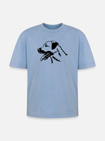 Kangal head - Oversized Unisex Premium Acid-Washed T-Shirt - acid washed blue