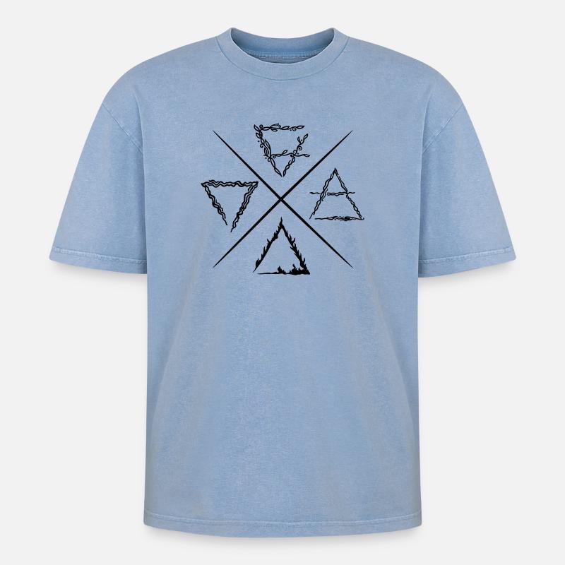 Quatre éléments symboles - T-shirt Premium unisexe oversize acid-washed - bleu délavé acide