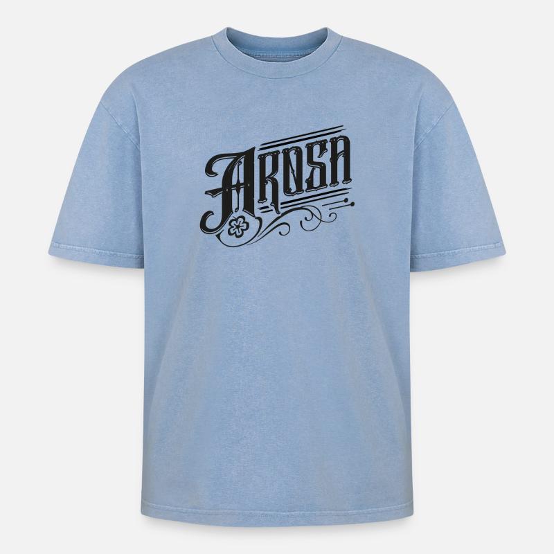 Arosa - Oversized Unisex Premium Acid-Washed T-Shirt - Blau Acid Wash