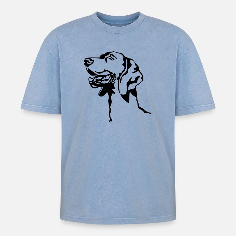 Weimaraner head - Oversized Unisex Premium Acid-Washed T-Shirt - acid washed blue