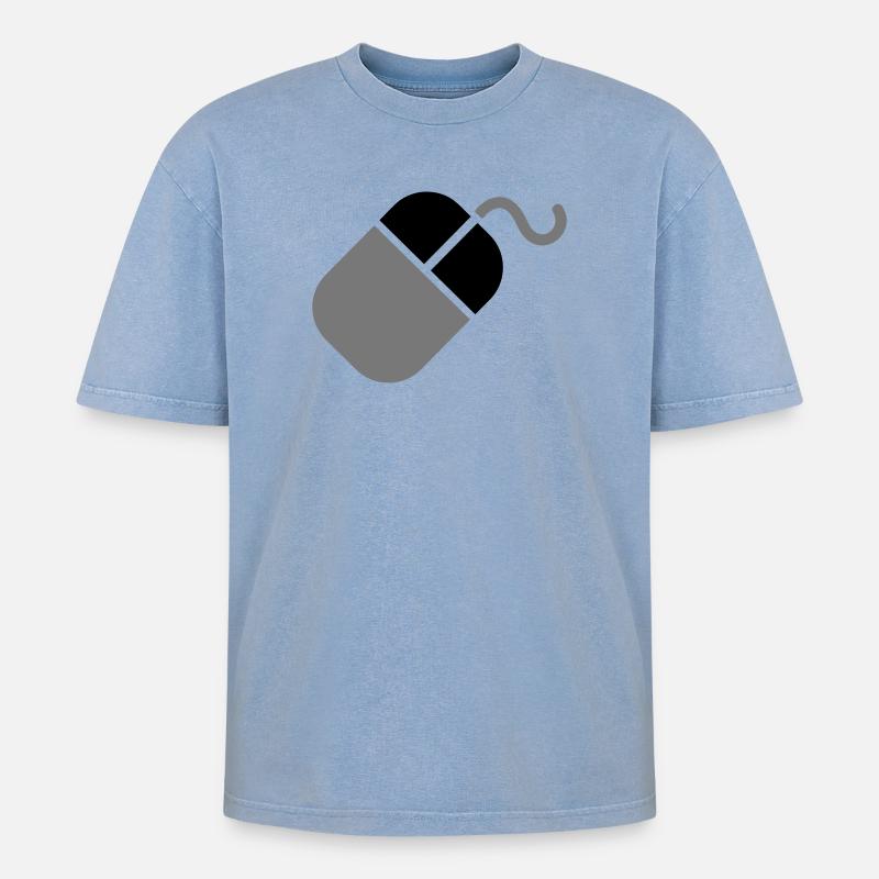 Mouse PC computer - Oversized Unisex Premium Acid-Washed T-Shirt - acid washed blue