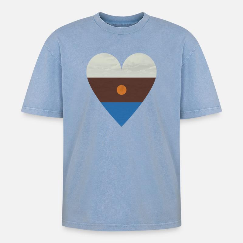 4 Elemente - Oversized Unisex Premium Acid-Washed T-Shirt - Blau Acid Wash