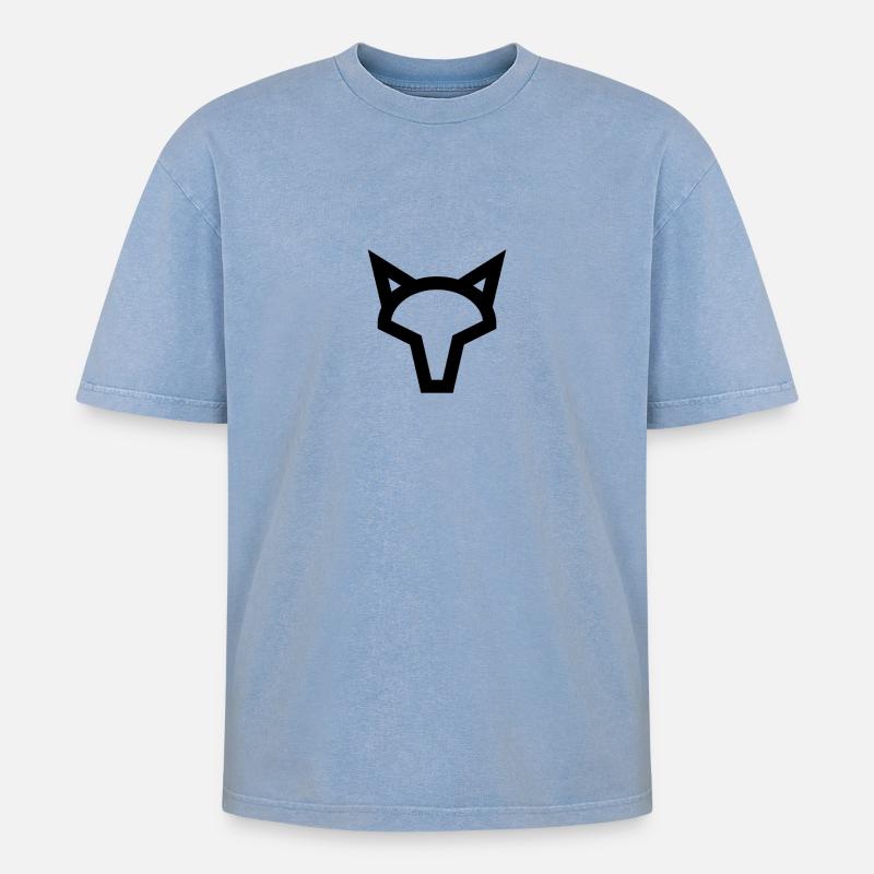 Logo Fox - T-shirt Premium unisexe oversize acid-washed - bleu délavé acide