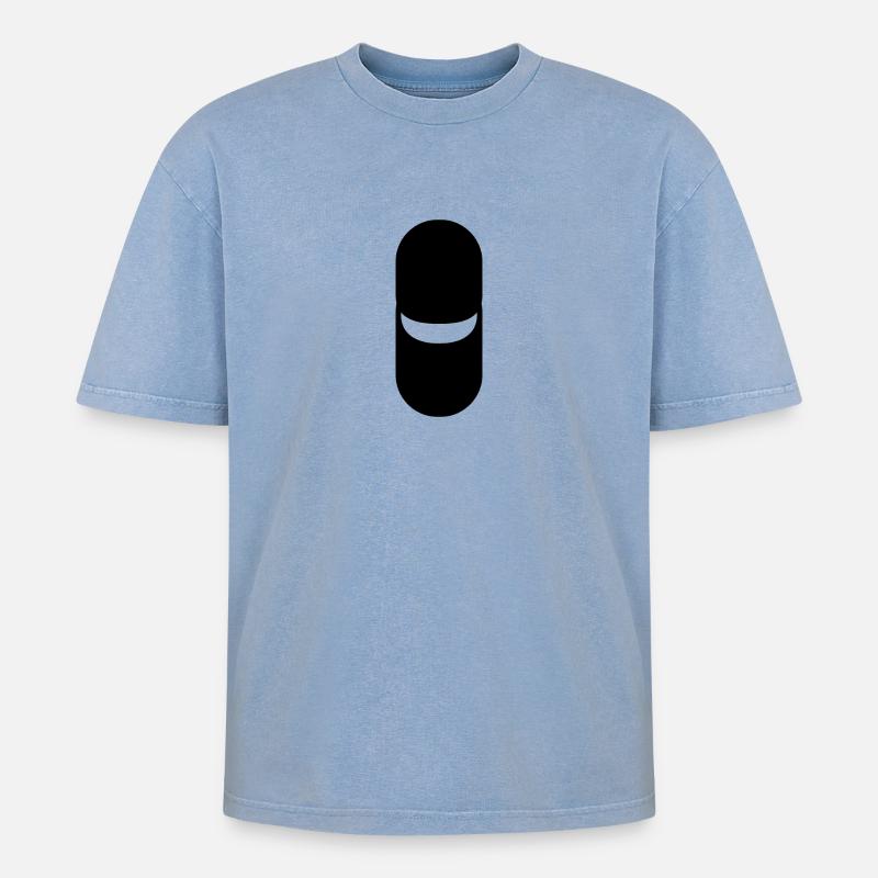 Pill - Icon - Oversized Unisex Premium Acid-Washed T-Shirt - Blau Acid Wash