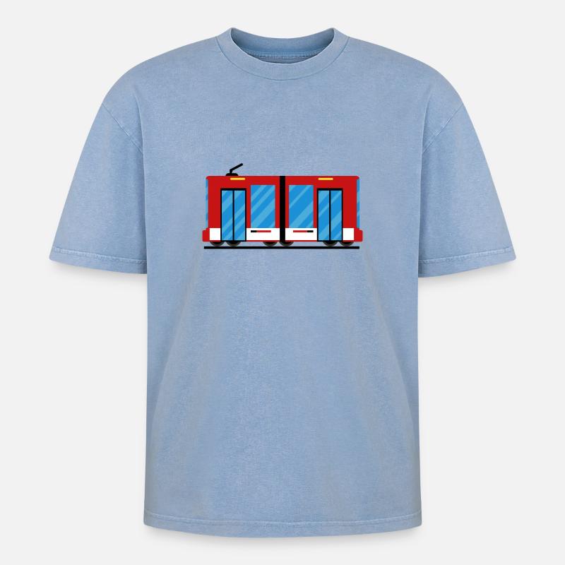 Tram tram train - T-shirt Premium unisexe oversize acid-washed - bleu délavé acide