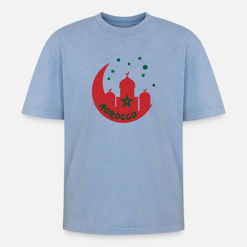 Morocco mosque design - Oversized Unisex Premium Acid-Washed T-Shirt - acid washed blue