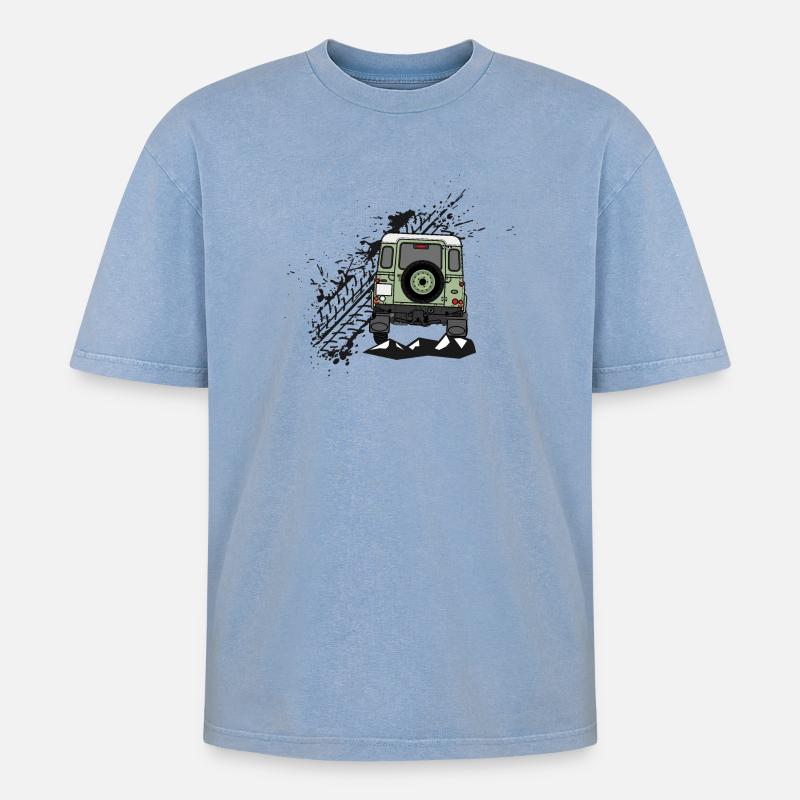 Defender Splash Rear - T-shirt Premium unisexe oversize acid-washed - bleu délavé acide