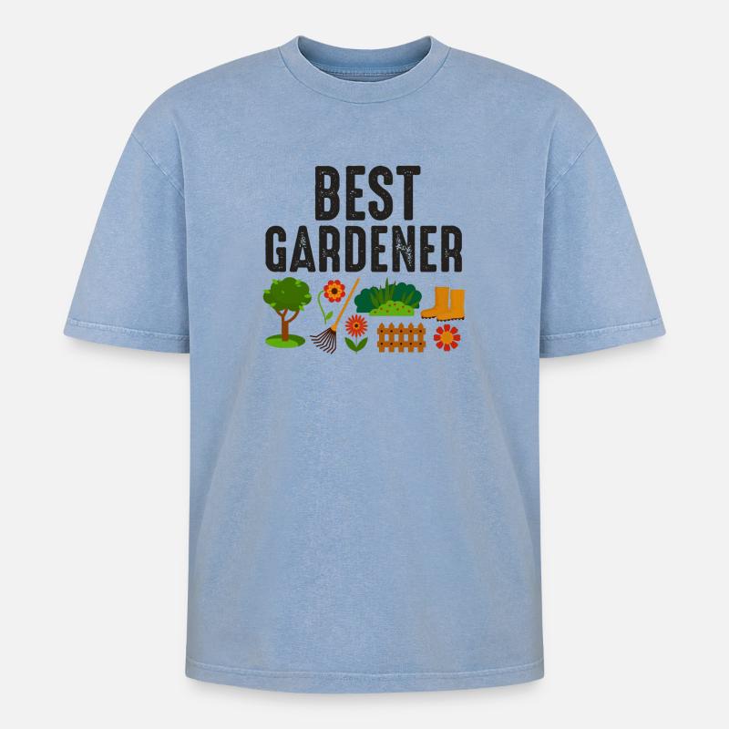Bester Gärtner - Oversized Unisex Premium Acid-Washed T-Shirt - Blau Acid Wash