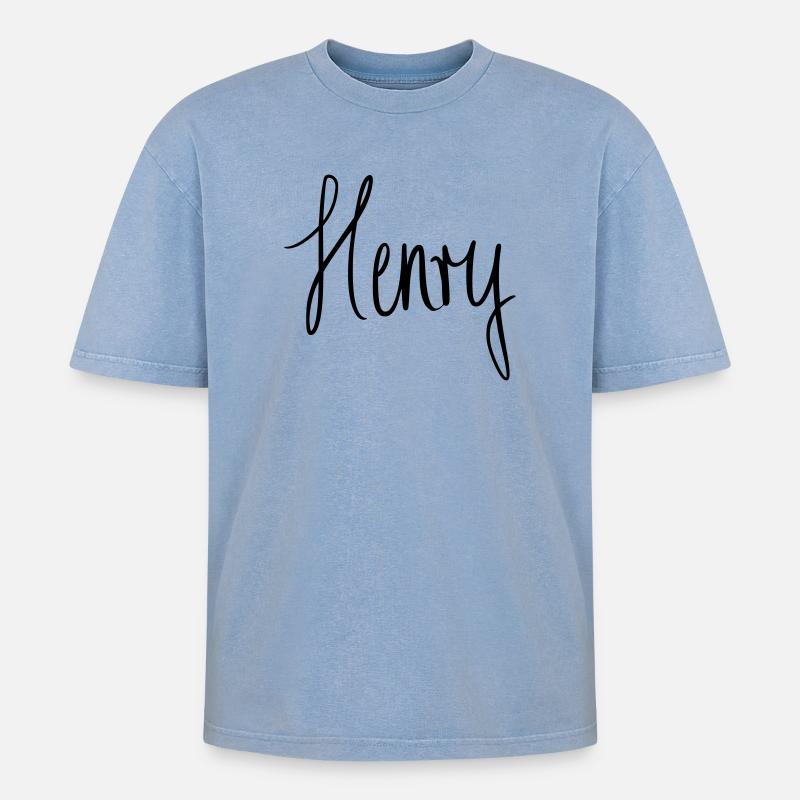 Henry - Oversized Unisex Premium Acid-Washed T-Shirt - acid washed blue