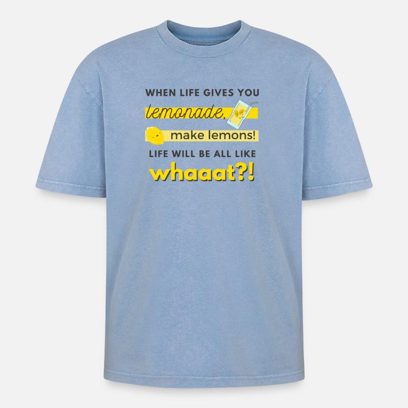 make lemons! - Oversized Unisex Premium Acid-Washed T-Shirt - Blau Acid Wash