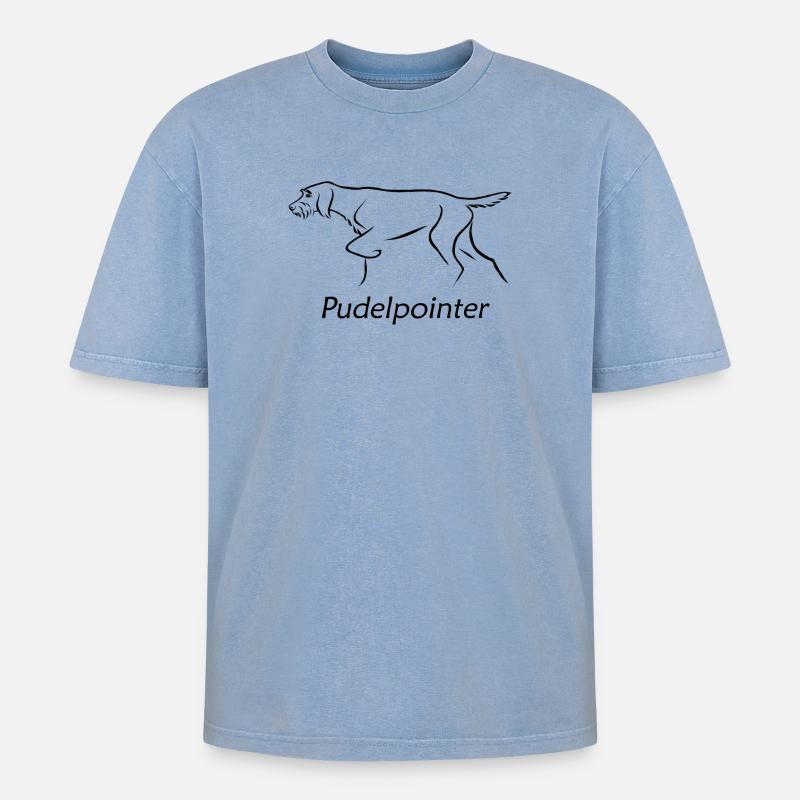 Pointeur caniche - T-shirt Premium unisexe oversize acid-washed - bleu délavé acide