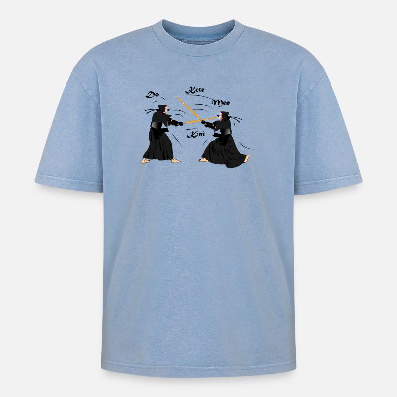 kendo - T-shirt Premium unisexe oversize acid-washed - bleu délavé acide