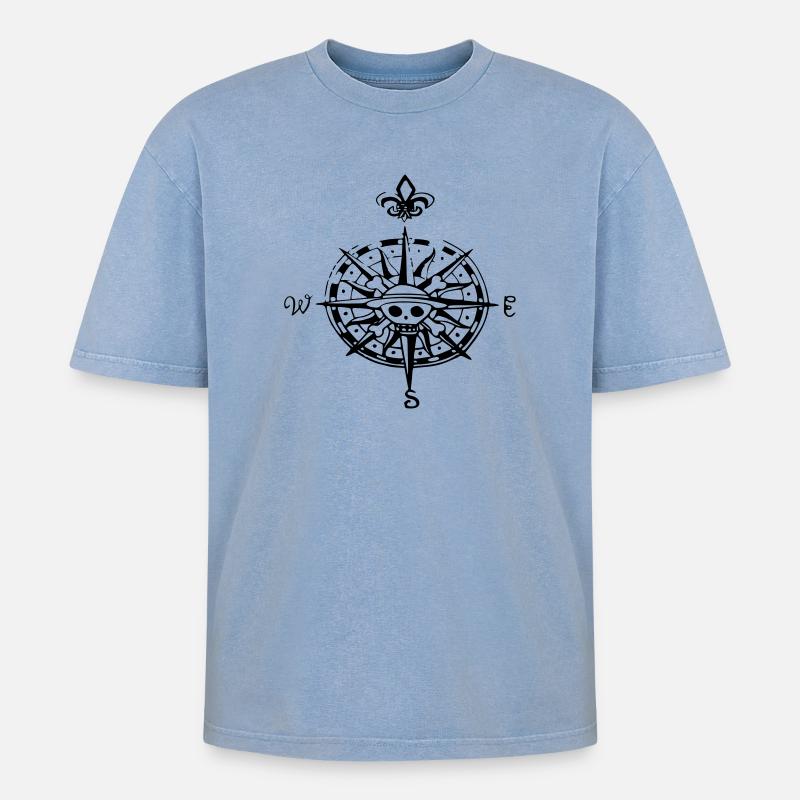 boussole op compas - T-shirt Premium unisexe oversize acid-washed - bleu délavé acide