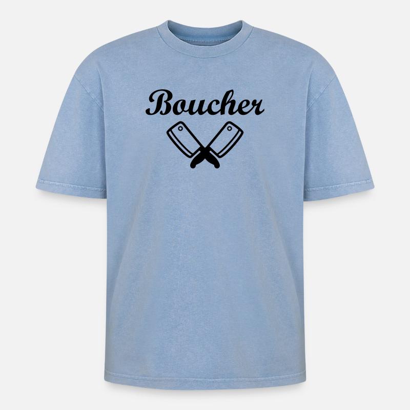 Boucher - T-shirt Premium unisexe oversize acid-washed - bleu délavé acide