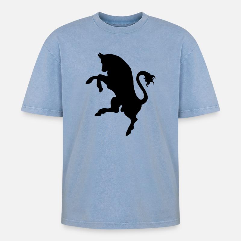 Bulle, Bulle - Oversized Unisex Premium Acid-Washed T-Shirt - Blau Acid Wash