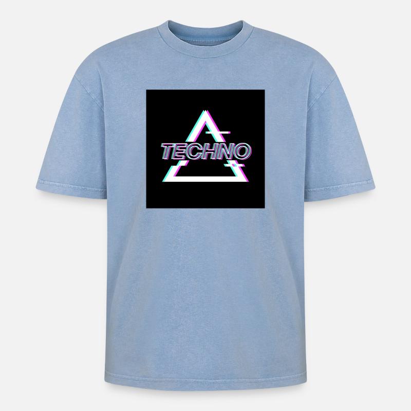 Techno - Oversized Unisex Premium Acid-Washed T-Shirt - acid washed blue