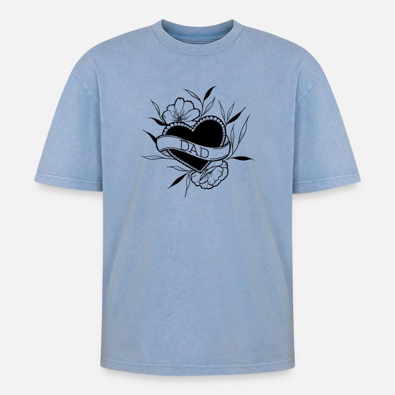 Dad - Oversized Unisex Premium Acid-Washed T-Shirt - Blau Acid Wash