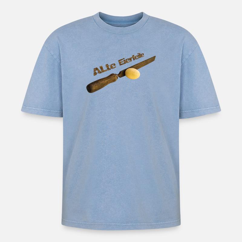 Alte Eierfeile - Oversized Unisex Premium Acid-Washed T-Shirt - Blau Acid Wash
