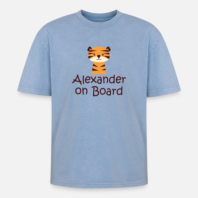 Alexander on board - T-shirt Premium unisexe oversize acid-washed - bleu délavé acide