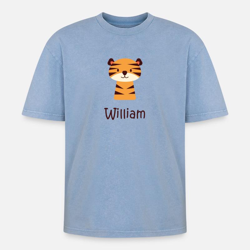 William - Oversized Unisex Premium Acid-Washed T-Shirt - Blau Acid Wash