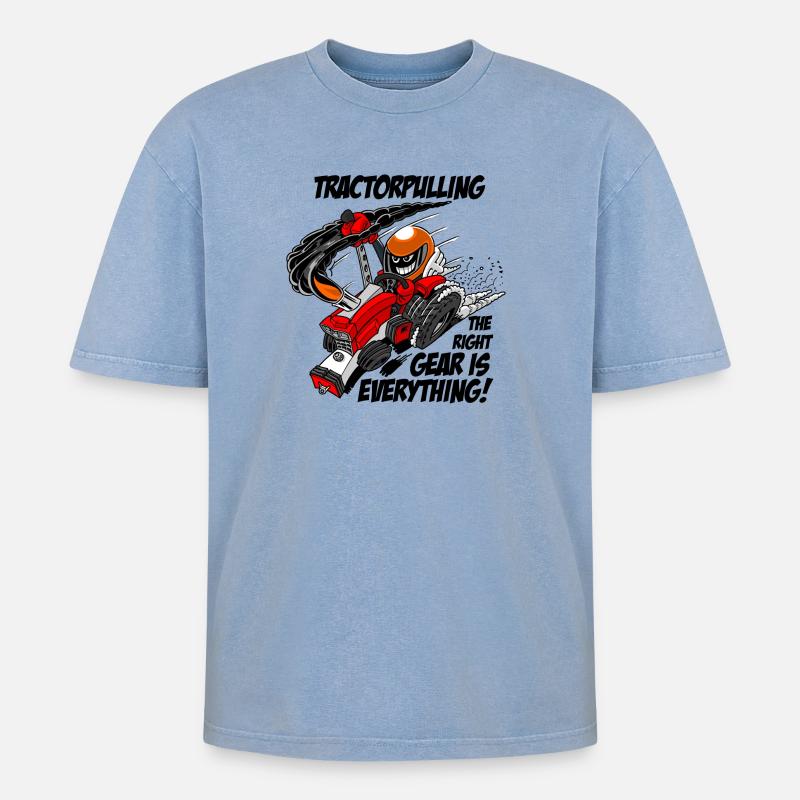 0966 tractor pulling - Oversized Unisex Premium Acid-Washed T-Shirt - acid washed blue