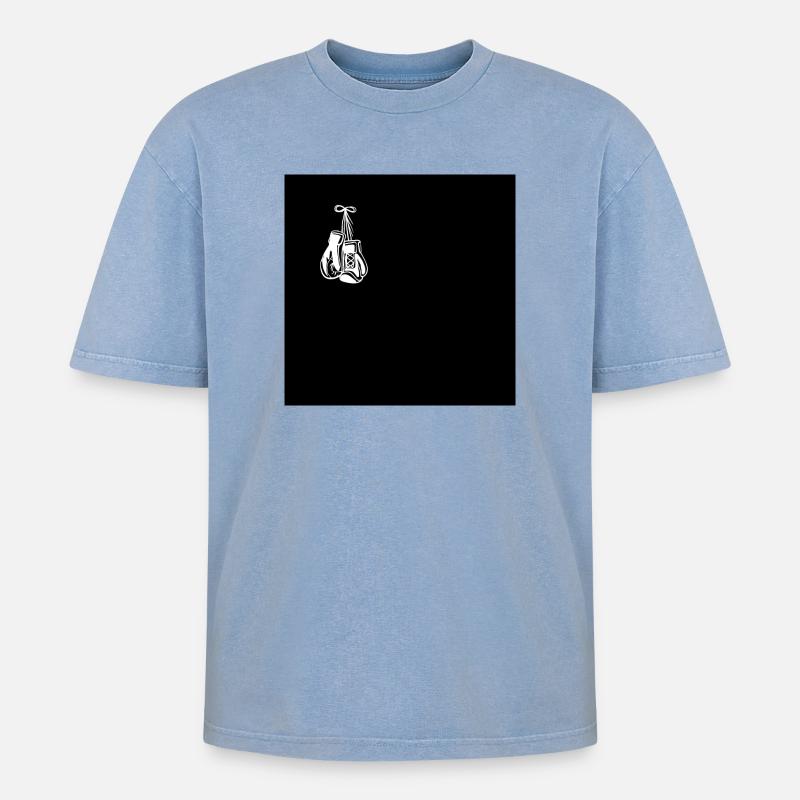 Boxhandschuhe - Oversized Unisex Premium Acid-Washed T-Shirt - Blau Acid Wash