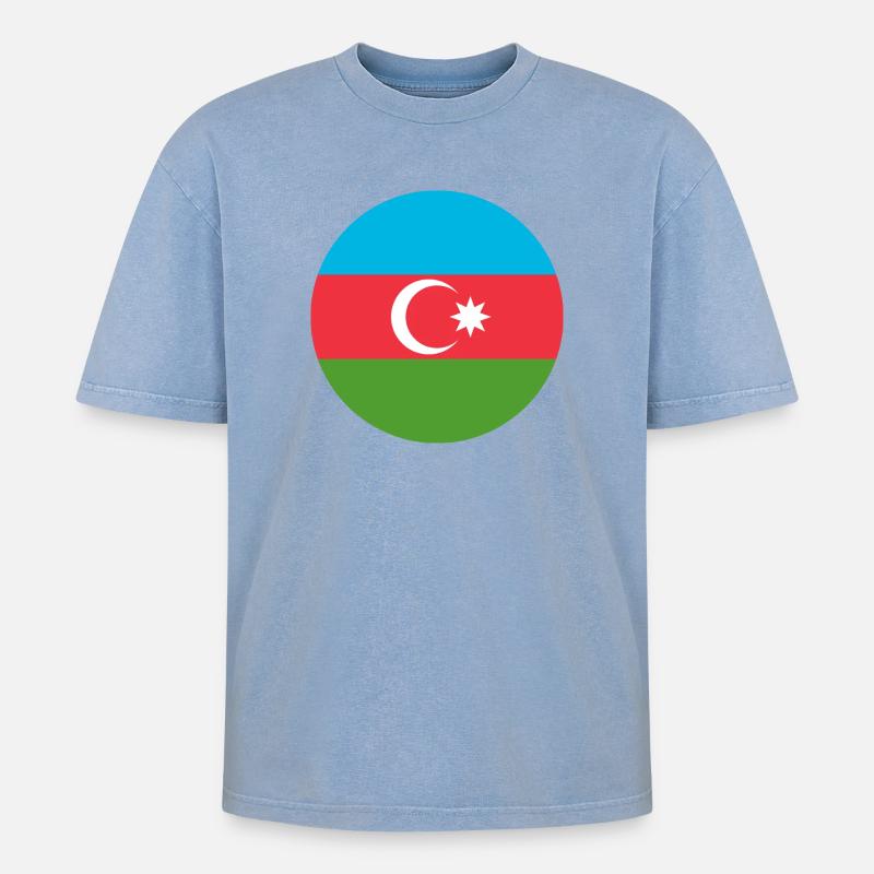 Aufkleber Luftwaffe Roundel Aserbaidschan Luftwaffe - Oversized Unisex Premium Acid-Washed T-Shirt - Blau Acid Wash