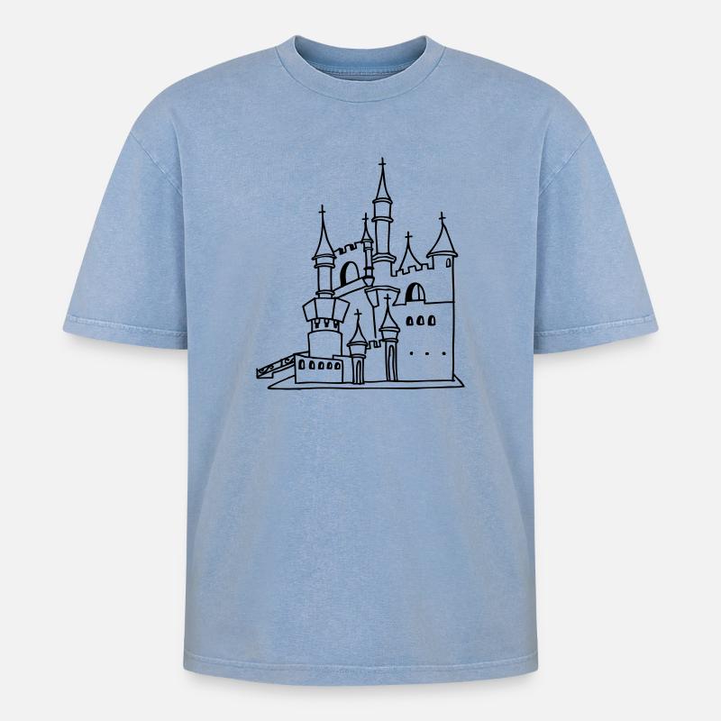 Château - T-shirt Premium unisexe oversize acid-washed - bleu délavé acide