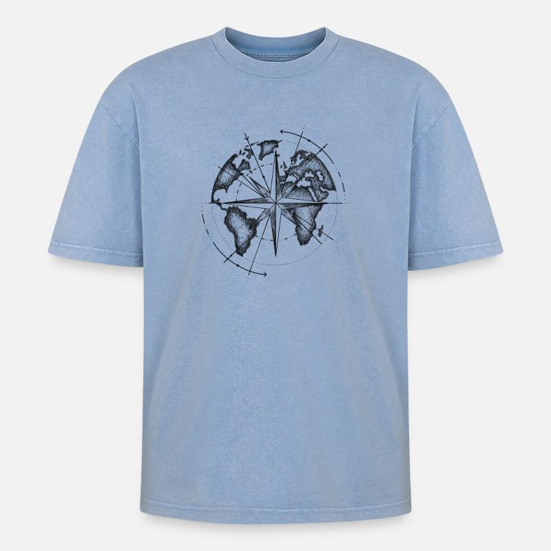 Map monde  - T-shirt Premium unisexe oversize acid-washed - bleu délavé acide