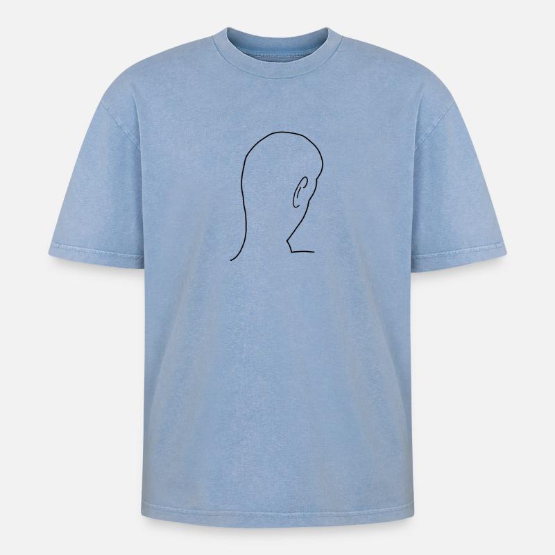 Kopf Hinterkopf Glatze - Oversized Unisex Premium Acid-Washed T-Shirt - Blau Acid Wash