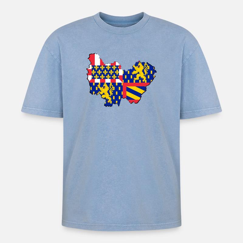 Bourgogne Franche Comté - Oversized Unisex Premium Acid-Washed T-Shirt - Blau Acid Wash
