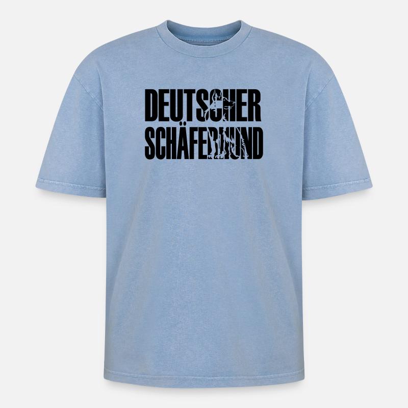 Deutscher Schäferhund - Oversized Unisex Premium Acid-Washed T-Shirt - Blau Acid Wash