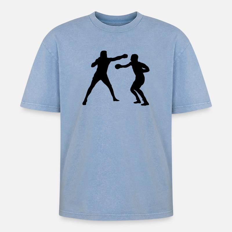 Boxing fight training - Oversized Unisex Premium Acid-Washed T-Shirt - acid washed blue