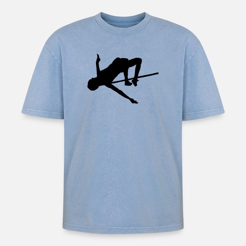 Hochspringer - Oversized Unisex Premium Acid-Washed T-Shirt - Blau Acid Wash