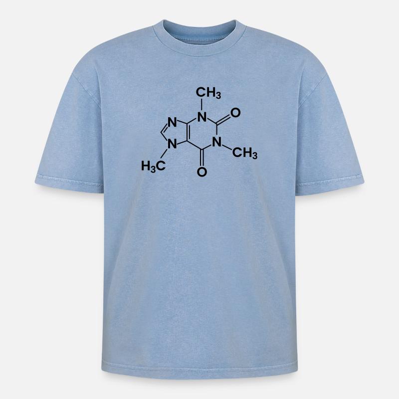 Structure chimique du café Caféine - T-shirt Premium unisexe oversize acid-washed - bleu délavé acide