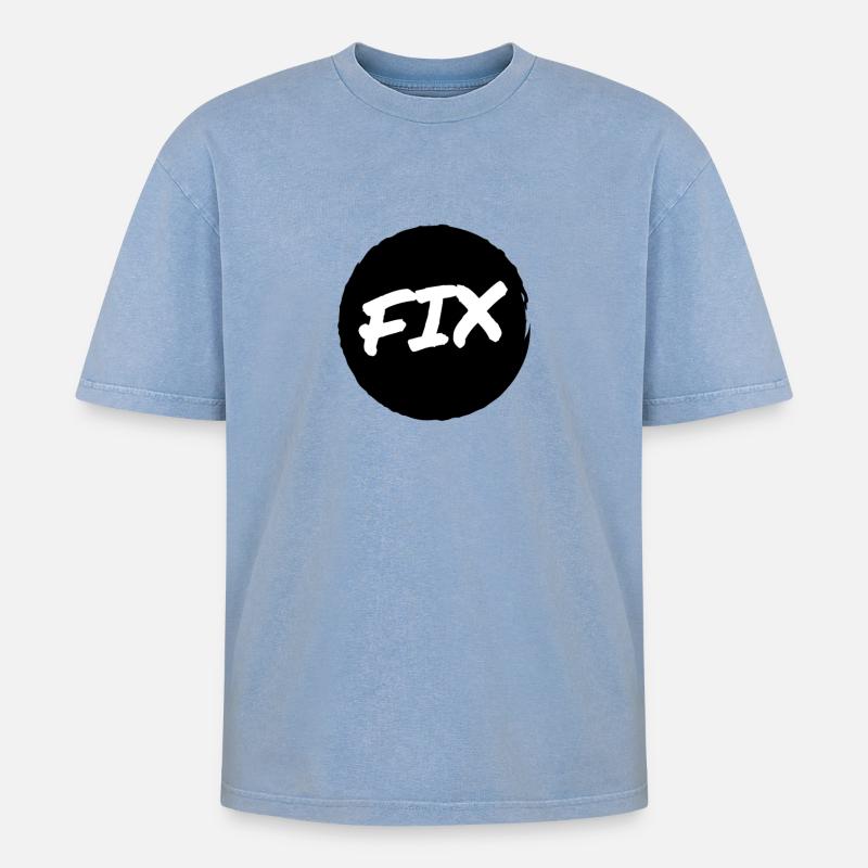 Fix - 100% sicher, fix hoit Oida ;-) - Oversized Unisex Premium Acid-Washed T-Shirt - Blau Acid Wash