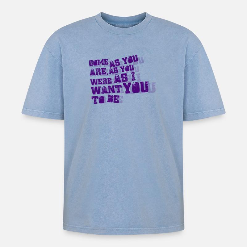 Nirvana - Komm, wie du bist - Oversized Unisex Premium Acid-Washed T-Shirt - Blau Acid Wash