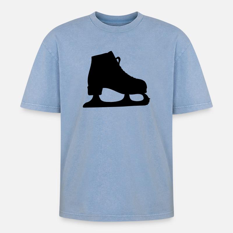 Eiskunstlauf Eiskunstlauf - Oversized Unisex Premium Acid-Washed T-Shirt - Blau Acid Wash